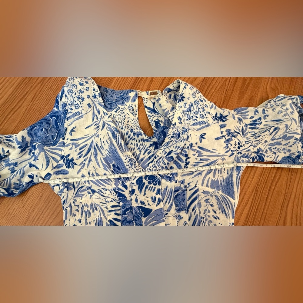 Free People “Forever Always” Floral Midi Dress Blue & White Size 0 - Picture 15 of 16